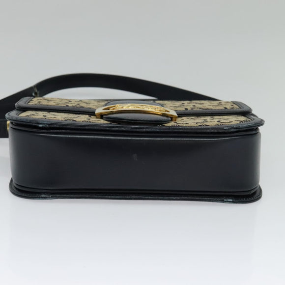 CELINE C Sulky Shoulder Bag Canvas Navy Gold Auth BA1018