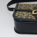 CELINE C Sulky Shoulder Bag Canvas Navy Gold Auth BA1018-9