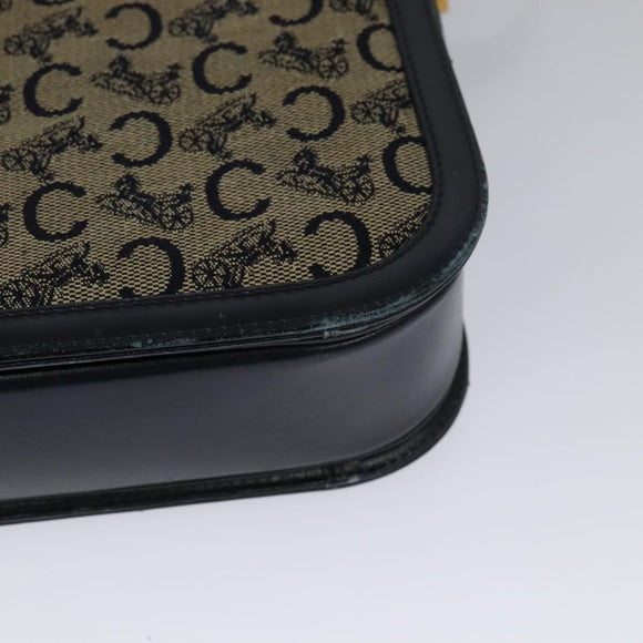 CELINE C Sulky Shoulder Bag Canvas Navy Gold Auth BA1018