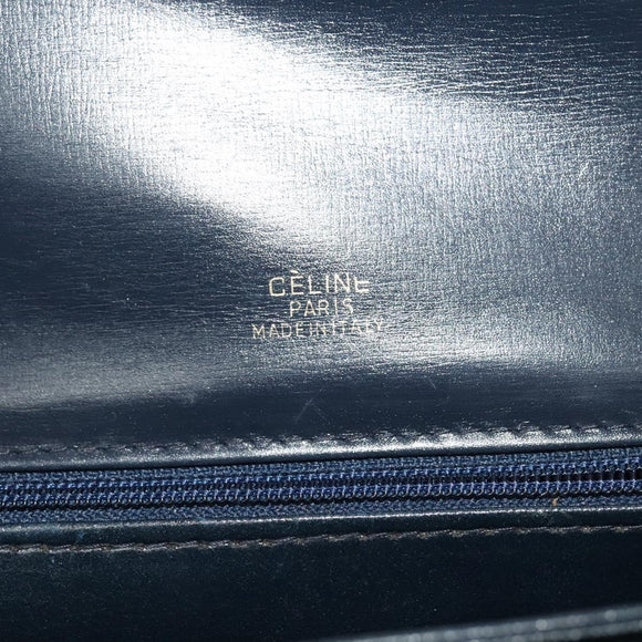 CELINE C Sulky Shoulder Bag Canvas Navy Gold Auth BA1018