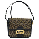 CELINE C Sulky Shoulder Bag Canvas Navy Gold Auth BA1018-13