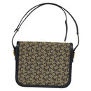 CELINE C Sulky Shoulder Bag Canvas Navy Gold Auth BA1018-2