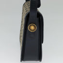 CELINE C Sulky Shoulder Bag Canvas Navy Gold Auth BA1018-3