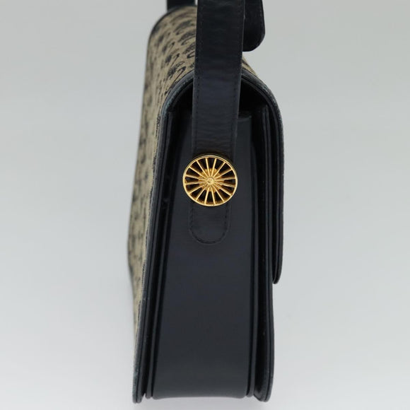 CELINE C Sulky Shoulder Bag Canvas Navy Gold Auth BA1018