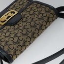 CELINE C Sulky Shoulder Bag Canvas Navy Gold Auth BA1018-6