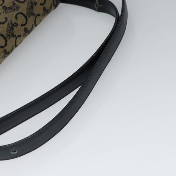 CELINE C Sulky Shoulder Bag Canvas Navy Gold Auth BA1018