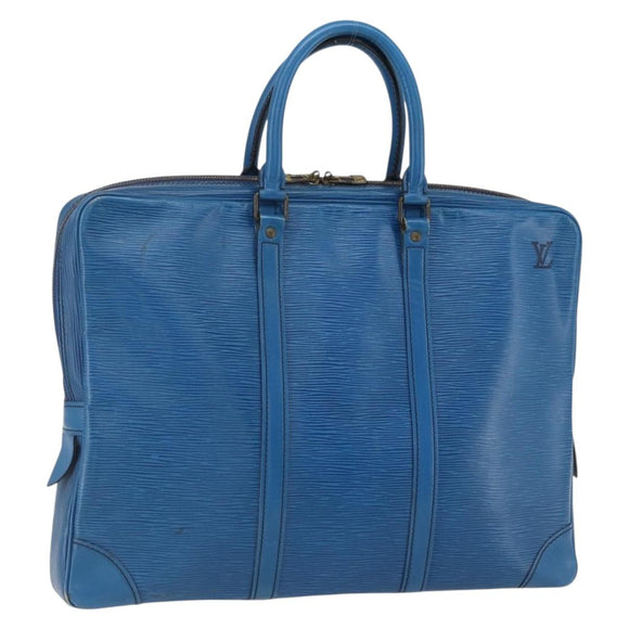 LOUIS VUITTON Epi Porte Documents Voyage Business Bag Blue M41144 Auth BA10197