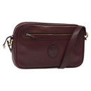CARTIER Must Line Shoulder Bag Leather Wine Red Gold Auth BA1020-1