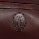 CARTIER Must Line Shoulder Bag Leather Wine Red Gold Auth BA1020-14