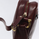 CARTIER Must Line Shoulder Bag Leather Wine Red Gold Auth BA1020-15