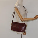 CARTIER Must Line Shoulder Bag Leather Wine Red Gold Auth BA1020-21
