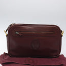 CARTIER Must Line Shoulder Bag Leather Wine Red Gold Auth BA1020-22