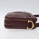 CARTIER Must Line Shoulder Bag Leather Wine Red Gold Auth BA1020-4