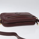 CARTIER Must Line Shoulder Bag Leather Wine Red Gold Auth BA1020-6