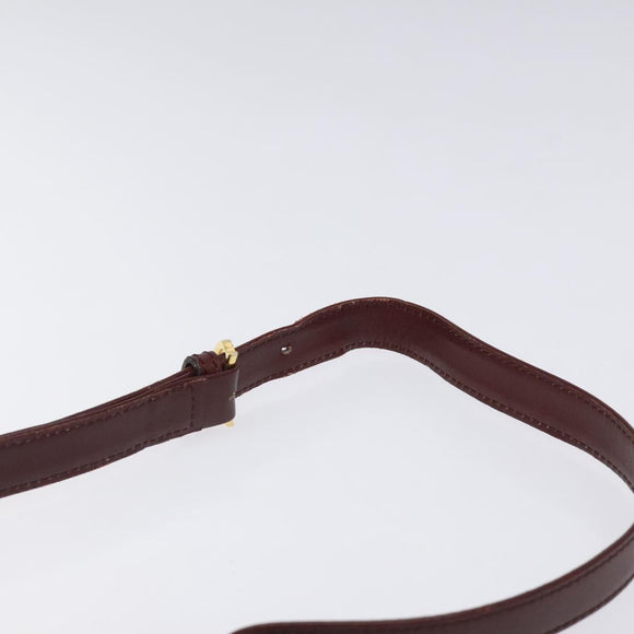 CARTIER Must Line Shoulder Bag Leather Wine Red Gold Auth BA1020