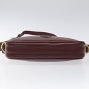 CARTIER Must Line Shoulder Bag Leather Wine Red Gold Auth BA1020-9