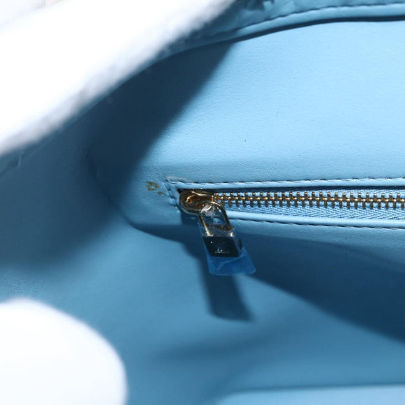 LOUIS VUITTON Monogram Vernis Houston Hand Bag Baby Blue M91005 LV Auth BA10225