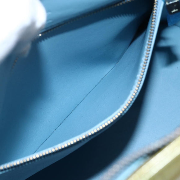 LOUIS VUITTON Monogram Vernis Houston Hand Bag Baby Blue M91005 LV Auth BA10225
