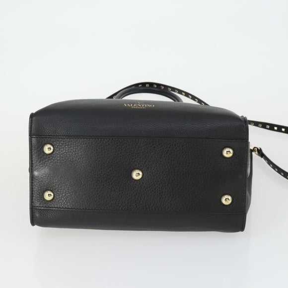 VALENTINO Handtasche Leder 2-Wege Schwarz Gold Authentisch BA10227