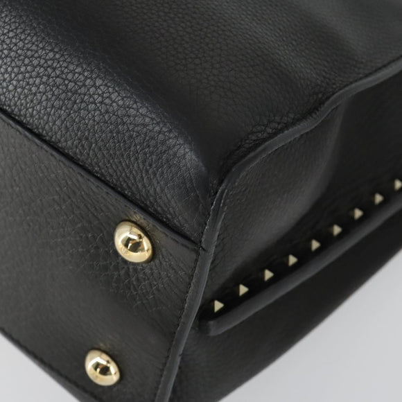 VALENTINO Handtasche Leder 2-Wege Schwarz Gold Authentisch BA10227