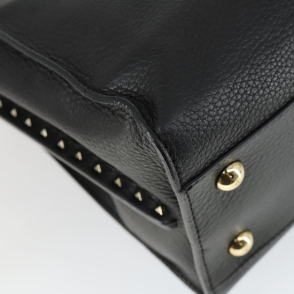 VALENTINO Handtasche Leder 2-Wege Schwarz Gold Authentisch BA10227