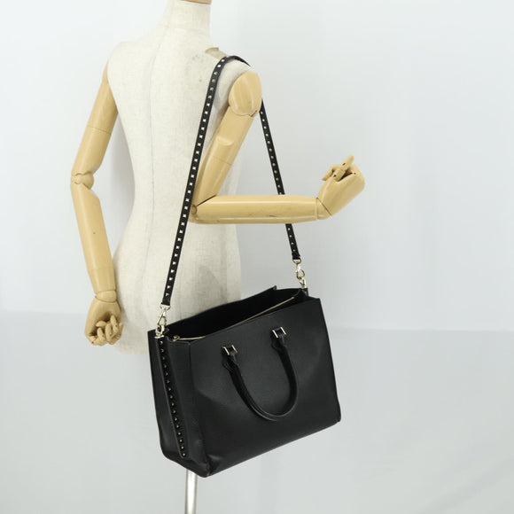 VALENTINO Handtasche Leder 2-Wege Schwarz Gold Authentisch BA10227
