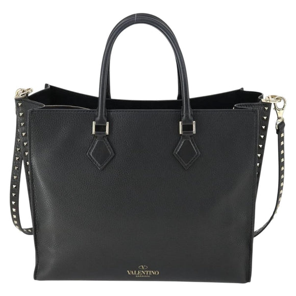 VALENTINO Handtasche Leder 2-Wege Schwarz Gold Authentisch BA10227
