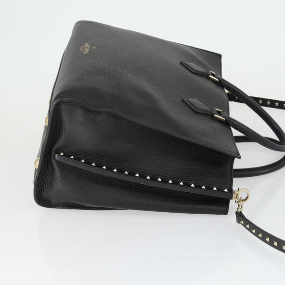 VALENTINO Handtasche Leder 2-Wege Schwarz Gold Authentisch BA10227