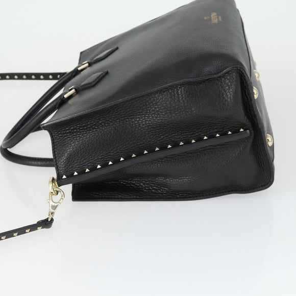 VALENTINO Handtasche Leder 2-Wege Schwarz Gold Authentisch BA10227