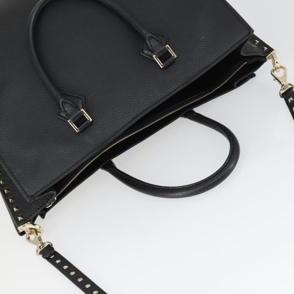 VALENTINO Handtasche Leder 2-Wege Schwarz Gold Authentisch BA10227