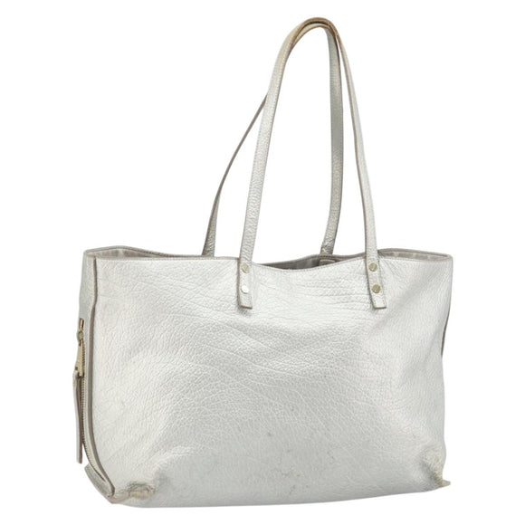 Chloe Tote Bag Leather Silver Auth BA10228