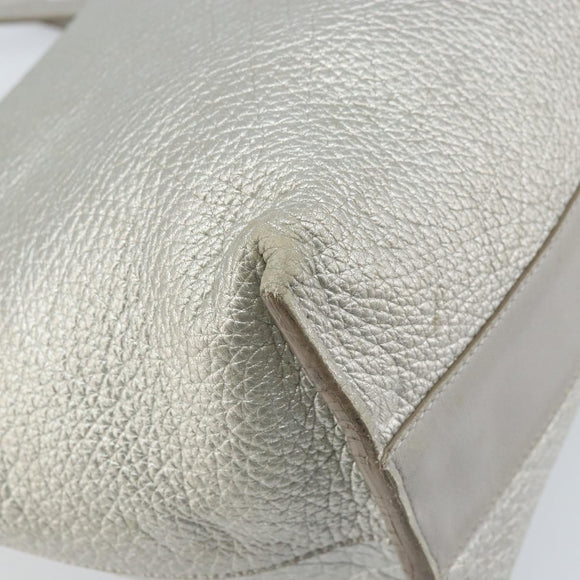 Chloe Tote Bag Leather Silver Auth BA10228