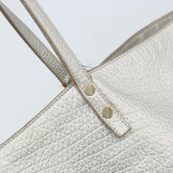 Chloe Tote Bag Leather Silver Auth BA10228