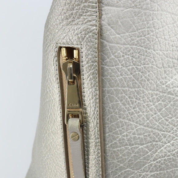 Chloe Tote Bag Leather Silver Auth BA10228