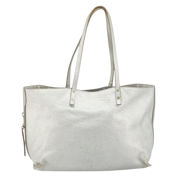 Chloe Tote Bag Leather Silver Auth BA10228
