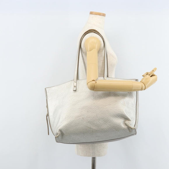 Chloe Tote Bag Leather Silver Auth BA10228