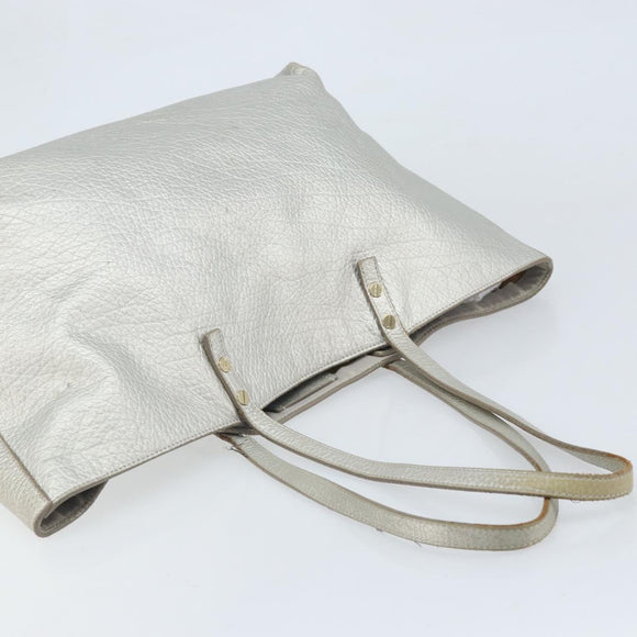 Chloe Tote Bag Leather Silver Auth BA10228