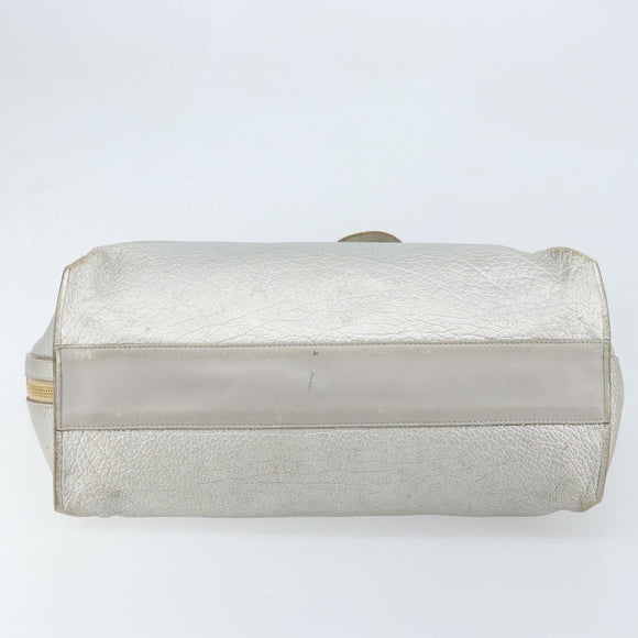 Chloe Tote Bag Leather Silver Auth BA10228