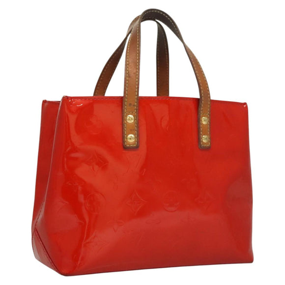 LOUIS VUITTON Monogram Vernis Reade PM Hand Bag Red Rouge M91088 LV Auth BA1023