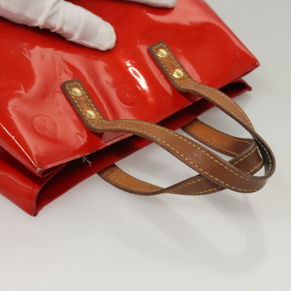 LOUIS VUITTON Monogram Vernis Reade PM Hand Bag Red Rouge M91088 LV Auth BA1023