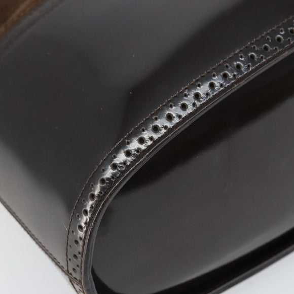 Salvatore Ferragamo Hand Bag Suede Brown Silver Auth BA10230