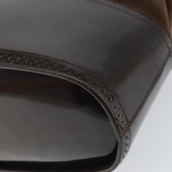 Salvatore Ferragamo Hand Bag Suede Brown Silver Auth BA10230