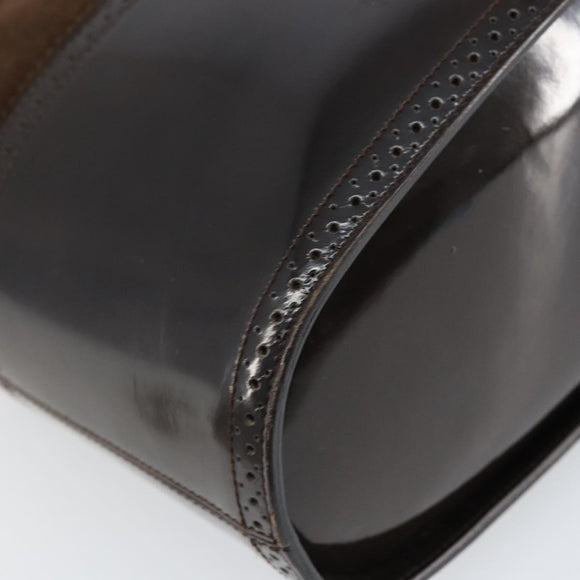 Salvatore Ferragamo Hand Bag Suede Brown Silver Auth BA10230