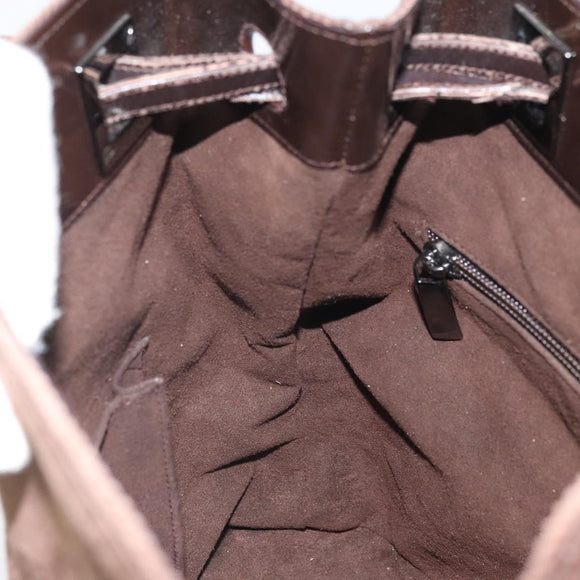 Salvatore Ferragamo Hand Bag Suede Brown Silver Auth BA10230