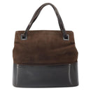 Salvatore Ferragamo Hand Bag Suede Brown Silver Auth BA10230-2