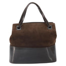 Salvatore Ferragamo Hand Bag Suede Brown Silver Auth BA10230-3