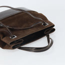 Salvatore Ferragamo Hand Bag Suede Brown Silver Auth BA10230-6