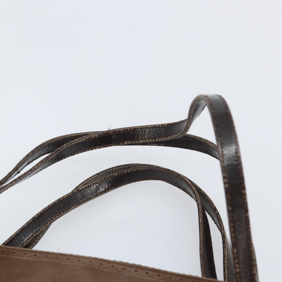 Salvatore Ferragamo Hand Bag Suede Brown Silver Auth BA10230