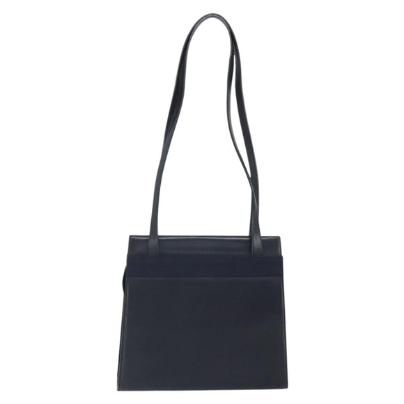Salvatore Ferragamo Shoulder Bag Leather Navy Gold Auth BA10232
