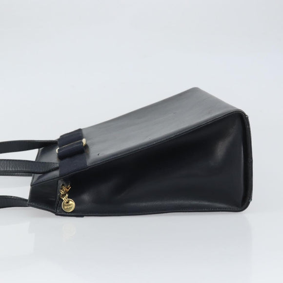 Salvatore Ferragamo Shoulder Bag Leather Navy Gold Auth BA10232